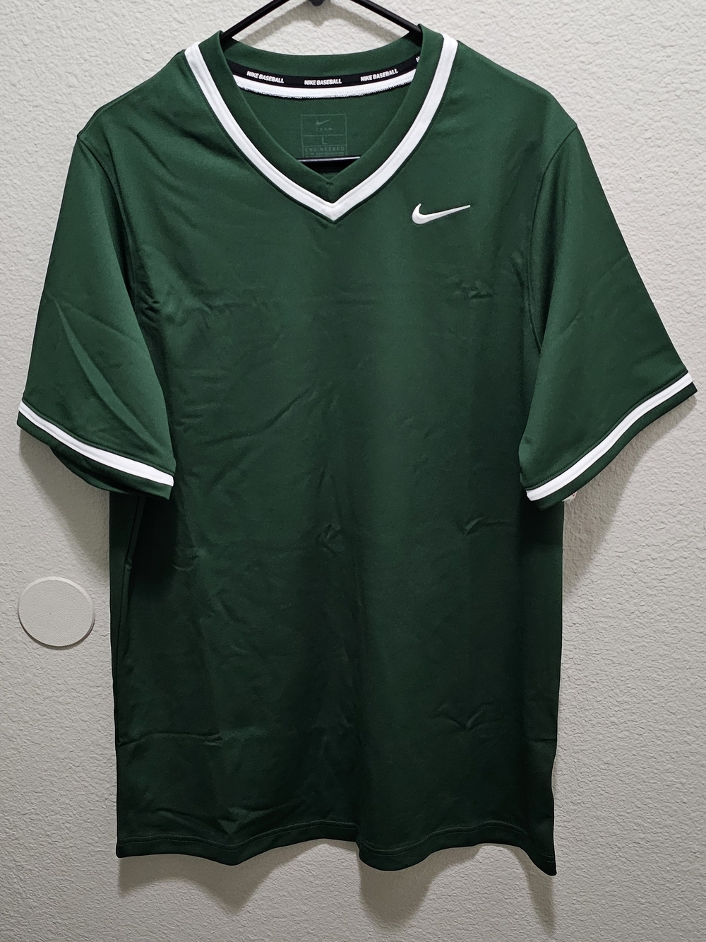 Nike Men’s Forest Green V-Neck Jersey with White Trim